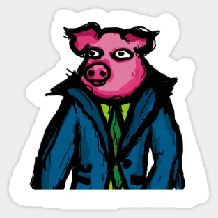 Pig Wearing Jacket Sticker